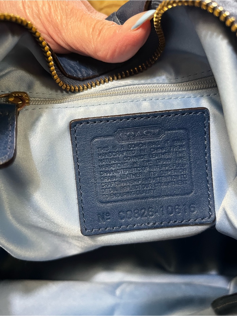 Coach Navy Leather Shoulder Hobo with Brass Hardware - Picture 11 of 14